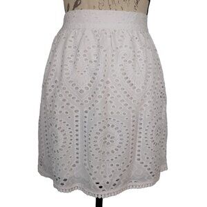 Rye Grass | NWT White Cotton Eyelet Lace Elastic Waist Skirt | Size 6